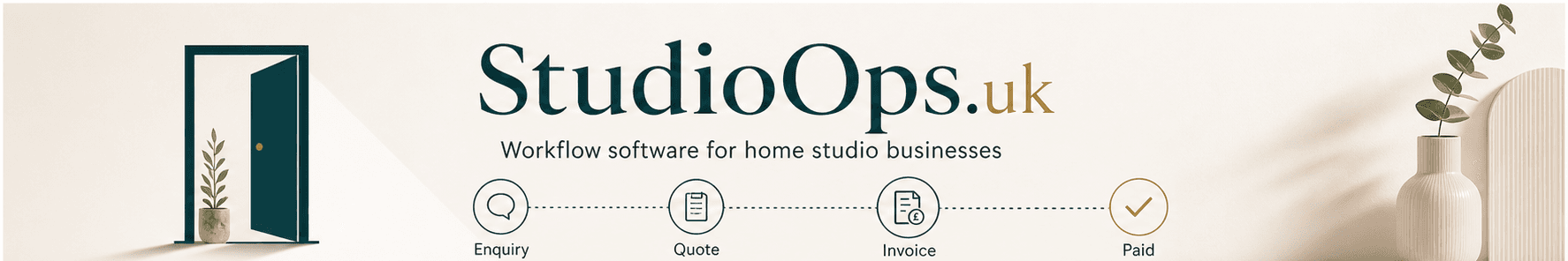 StudioOps.uk — Workflow software for home studio businesses. Enquiry, Quote, Invoice, Paid.